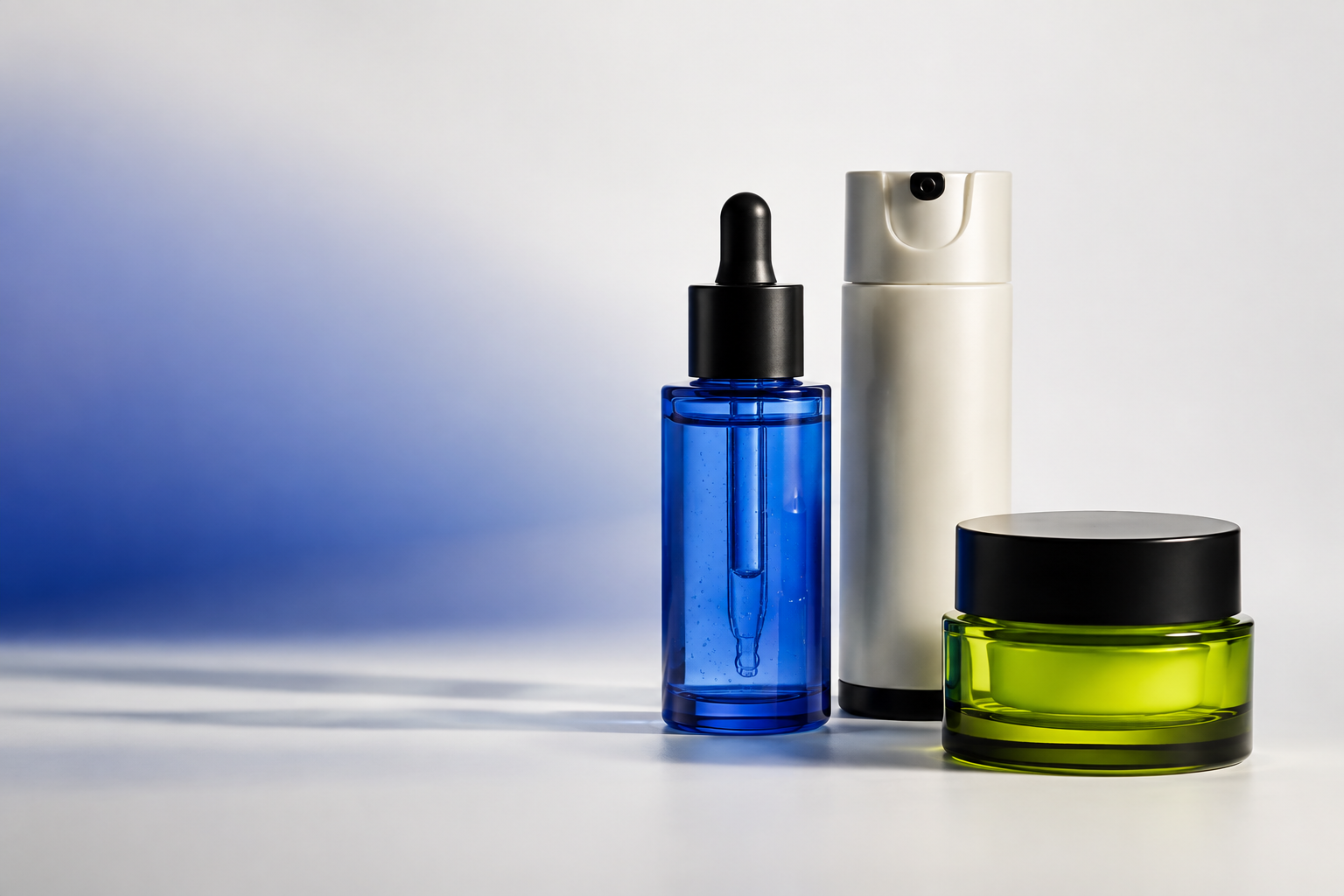 Three sculptural EON 27 skincare vessels